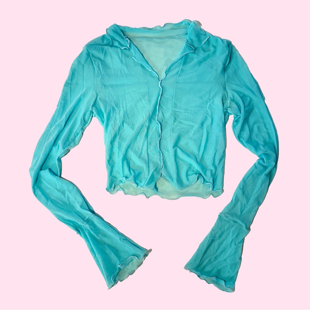 Blue sheer top